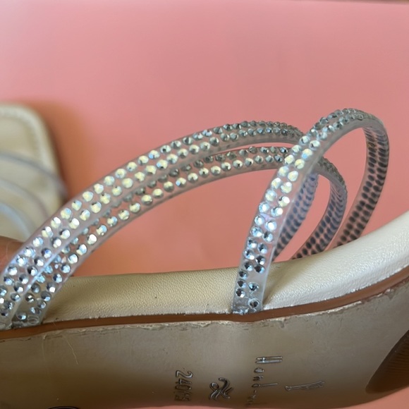 Clear Rhinestone Block Sandals - Picture 4 of 4